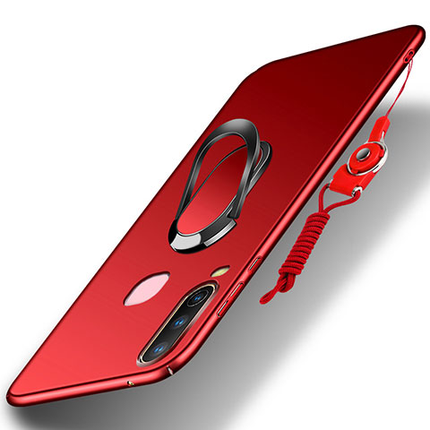 Funda Dura Plastico Rigida Carcasa Mate con Magnetico Anillo de dedo Soporte S01 para Vivo Y3s Rojo