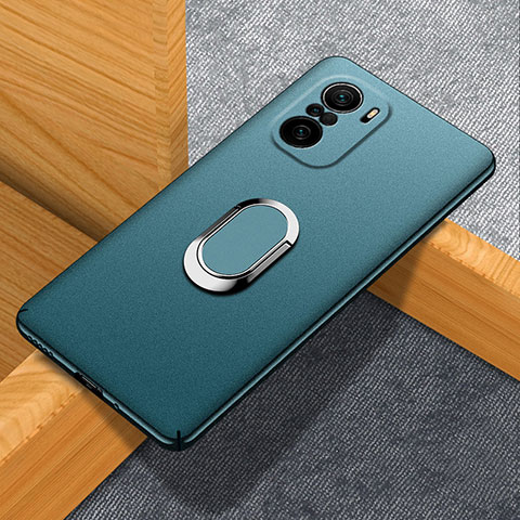 Funda Dura Plastico Rigida Carcasa Mate con Magnetico Anillo de dedo Soporte S01 para Xiaomi Mi 11X 5G Verde