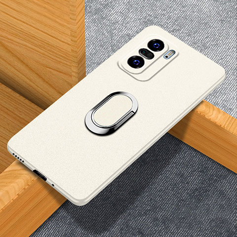 Funda Dura Plastico Rigida Carcasa Mate con Magnetico Anillo de dedo Soporte S01 para Xiaomi Redmi K40 5G Blanco