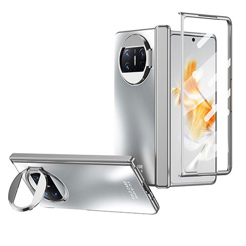 Funda Dura Plastico Rigida Carcasa Mate con Soporte ZL1 para Huawei Mate X3 Plata