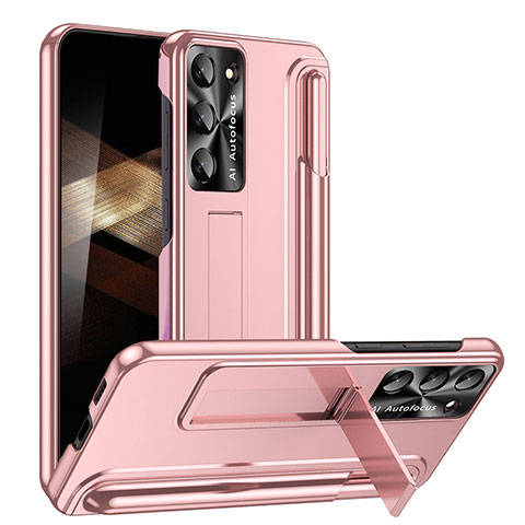 Funda Dura Plastico Rigida Carcasa Mate con Soporte ZL1 para Samsung Galaxy S24 5G Oro Rosa