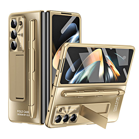 Funda Dura Plastico Rigida Carcasa Mate con Soporte ZL2 para Samsung Galaxy Z Fold5 5G Oro