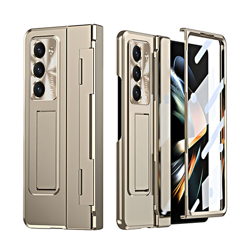 Funda Dura Plastico Rigida Carcasa Mate con Soporte ZL3 para Samsung Galaxy Z Fold5 5G Oro