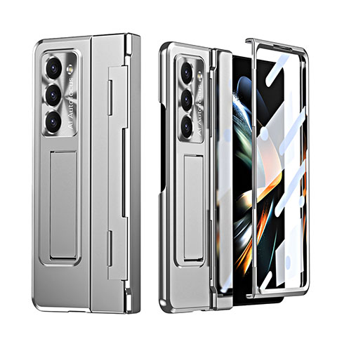 Funda Dura Plastico Rigida Carcasa Mate con Soporte ZL3 para Samsung Galaxy Z Fold5 5G Plata