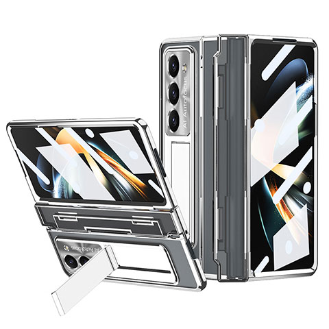 Funda Dura Plastico Rigida Carcasa Mate con Soporte ZL6 para Samsung Galaxy Z Fold5 5G Plata