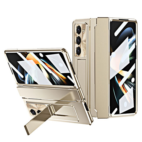 Funda Dura Plastico Rigida Carcasa Mate con Soporte ZL7 para Samsung Galaxy Z Fold5 5G Oro