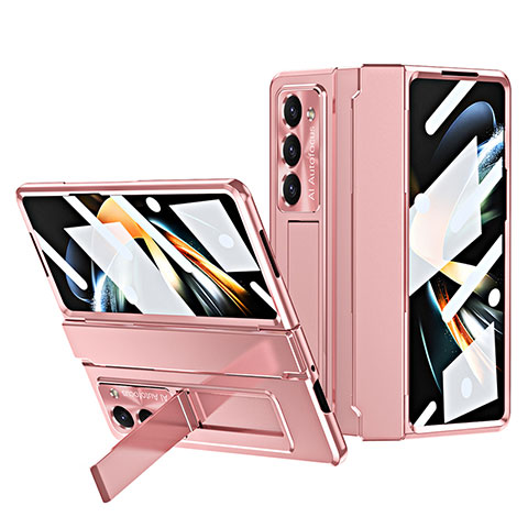 Funda Dura Plastico Rigida Carcasa Mate con Soporte ZL7 para Samsung Galaxy Z Fold5 5G Oro Rosa