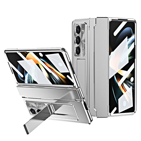 Funda Dura Plastico Rigida Carcasa Mate con Soporte ZL7 para Samsung Galaxy Z Fold5 5G Plata