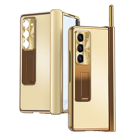 Funda Dura Plastico Rigida Carcasa Mate con Soporte ZL9 para Samsung Galaxy Z Fold5 5G Oro