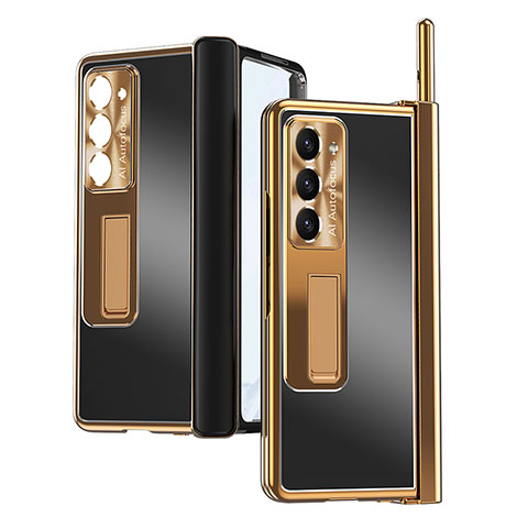 Funda Dura Plastico Rigida Carcasa Mate con Soporte ZL9 para Samsung Galaxy Z Fold5 5G Oro y Negro