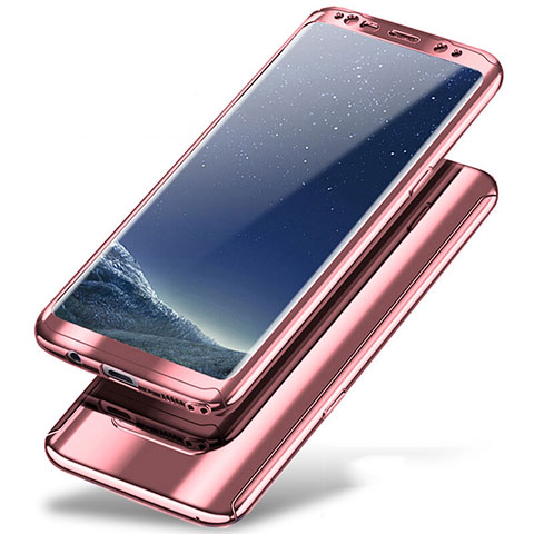 Funda Dura Plastico Rigida Carcasa Mate Frontal y Trasera 360 Grados A01 para Samsung Galaxy Note 8 Duos N950F Oro Rosa