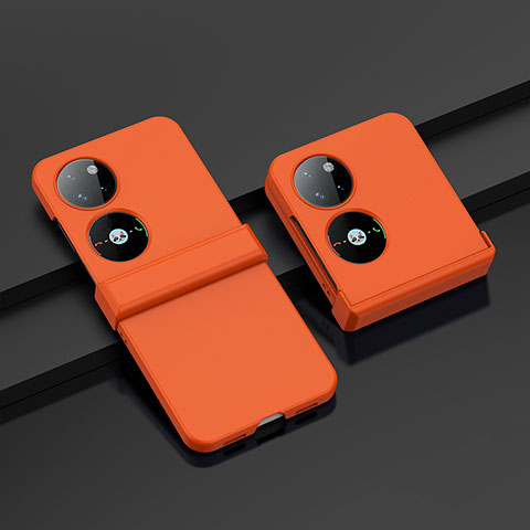 Funda Dura Plastico Rigida Carcasa Mate Frontal y Trasera 360 Grados BH1 para Huawei P50 Pocket Naranja