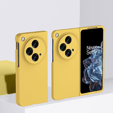 Funda Dura Plastico Rigida Carcasa Mate Frontal y Trasera 360 Grados BH1 para OnePlus Open 5G Amarillo