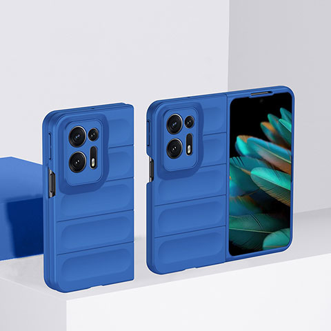 Funda Dura Plastico Rigida Carcasa Mate Frontal y Trasera 360 Grados BH1 para Oppo Find N2 5G Azul