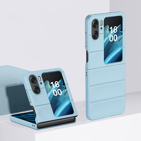 Funda Dura Plastico Rigida Carcasa Mate Frontal y Trasera 360 Grados BH1 para Oppo Find N2 Flip 5G Azul Cielo