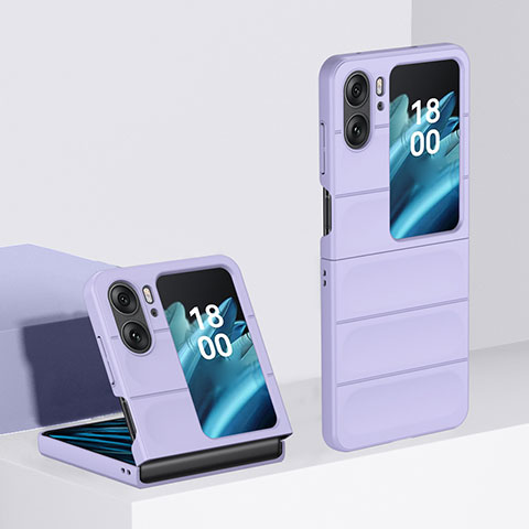 Funda Dura Plastico Rigida Carcasa Mate Frontal y Trasera 360 Grados BH1 para Oppo Find N2 Flip 5G Morado