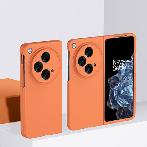 Funda Dura Plastico Rigida Carcasa Mate Frontal y Trasera 360 Grados BH1 para Oppo Find N3 5G Naranja