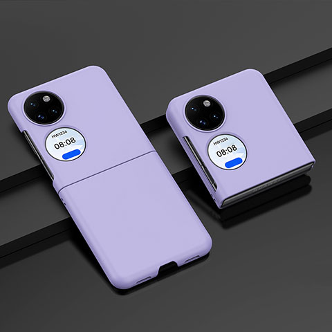 Funda Dura Plastico Rigida Carcasa Mate Frontal y Trasera 360 Grados BH2 para Huawei P60 Pocket Purpura Claro