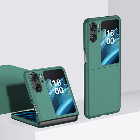 Funda Dura Plastico Rigida Carcasa Mate Frontal y Trasera 360 Grados BH2 para Oppo Find N2 Flip 5G Verde