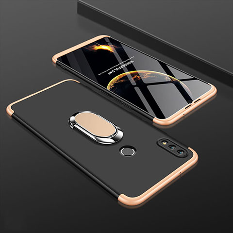 Funda Dura Plastico Rigida Carcasa Mate Frontal y Trasera 360 Grados con Anillo de dedo Soporte para Huawei Enjoy 9 Plus Oro y Negro