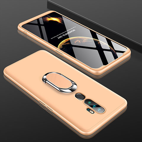 Funda Dura Plastico Rigida Carcasa Mate Frontal y Trasera 360 Grados con Anillo de dedo Soporte para Oppo A11X Oro