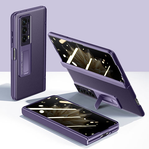 Funda Dura Plastico Rigida Carcasa Mate Frontal y Trasera 360 Grados GK5 para Huawei Honor Magic V2 5G Morado