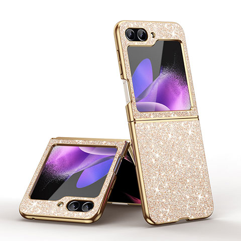 Funda Dura Plastico Rigida Carcasa Mate Frontal y Trasera 360 Grados GS1 para Samsung Galaxy Z Flip5 5G Oro