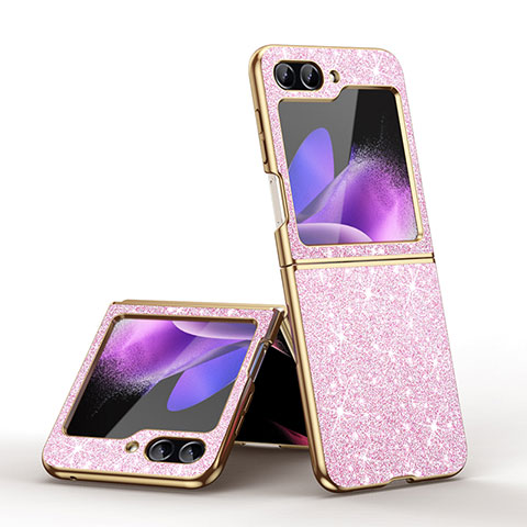 Funda Dura Plastico Rigida Carcasa Mate Frontal y Trasera 360 Grados GS1 para Samsung Galaxy Z Flip5 5G Oro Rosa