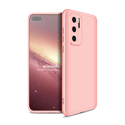 Funda Dura Plastico Rigida Carcasa Mate Frontal y Trasera 360 Grados M01 para Huawei P40 Oro Rosa