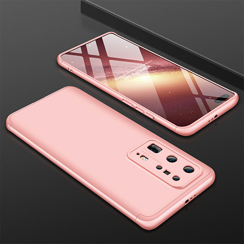 Funda Dura Plastico Rigida Carcasa Mate Frontal y Trasera 360 Grados M01 para Huawei P40 Pro+ Plus Oro Rosa