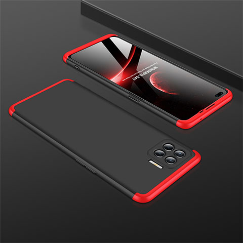 Funda Dura Plastico Rigida Carcasa Mate Frontal y Trasera 360 Grados M01 para Oppo F17 Pro Rojo y Negro