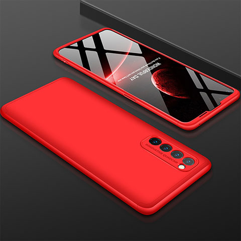 Funda Dura Plastico Rigida Carcasa Mate Frontal y Trasera 360 Grados M01 para Oppo Reno4 Pro 4G Rojo