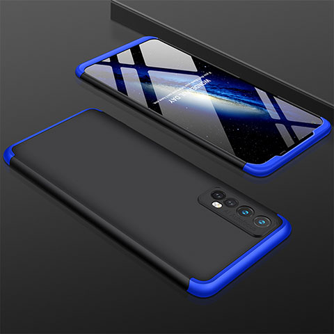 Funda Dura Plastico Rigida Carcasa Mate Frontal y Trasera 360 Grados M01 para Realme 7 Azul y Negro