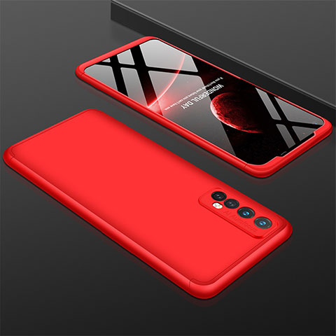 Funda Dura Plastico Rigida Carcasa Mate Frontal y Trasera 360 Grados M01 para Realme 7 Rojo