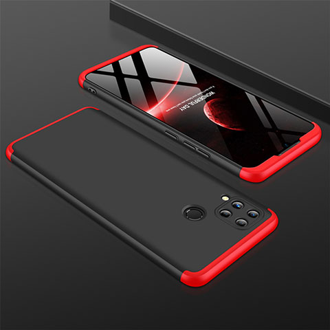 Funda Dura Plastico Rigida Carcasa Mate Frontal y Trasera 360 Grados M01 para Realme C15 Rojo y Negro