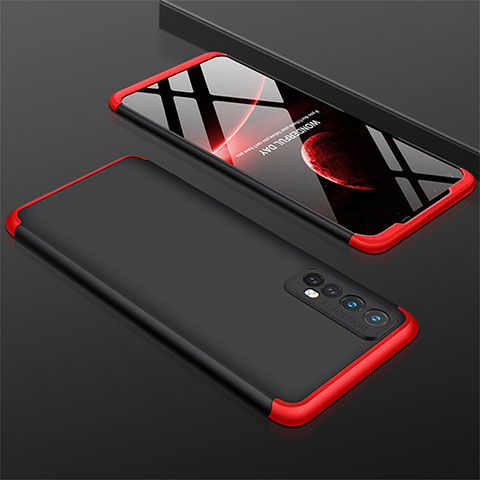 Funda Dura Plastico Rigida Carcasa Mate Frontal y Trasera 360 Grados M01 para Realme Narzo 30 4G Rojo y Negro