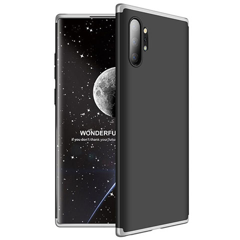 Funda Dura Plastico Rigida Carcasa Mate Frontal y Trasera 360 Grados M01 para Samsung Galaxy Note 10 Plus Plata y Negro