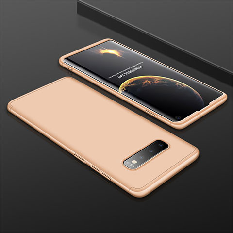 Funda Dura Plastico Rigida Carcasa Mate Frontal y Trasera 360 Grados M01 para Samsung Galaxy S10 5G Oro