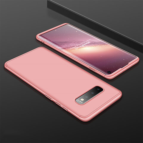 Funda Dura Plastico Rigida Carcasa Mate Frontal y Trasera 360 Grados M01 para Samsung Galaxy S10 Oro Rosa