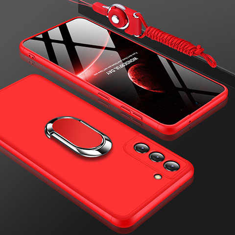 Funda Dura Plastico Rigida Carcasa Mate Frontal y Trasera 360 Grados M01 para Samsung Galaxy S21 5G Rojo