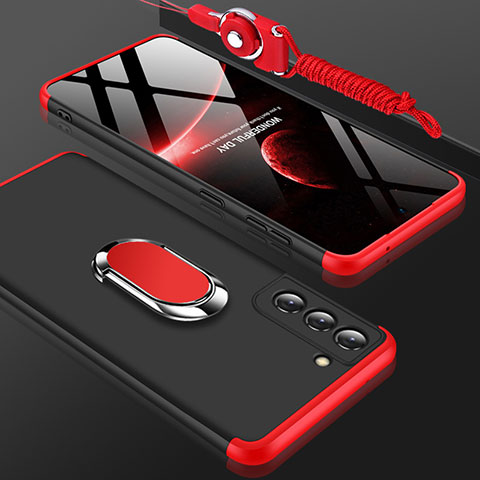 Funda Dura Plastico Rigida Carcasa Mate Frontal y Trasera 360 Grados M01 para Samsung Galaxy S21 Plus 5G Rojo y Negro