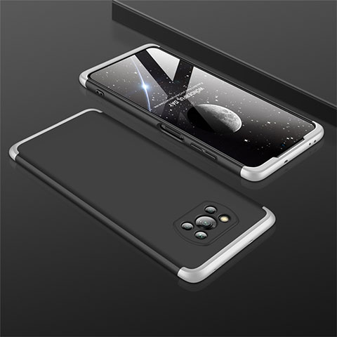 Funda Dura Plastico Rigida Carcasa Mate Frontal y Trasera 360 Grados M01 para Xiaomi Poco X3 Plata y Negro