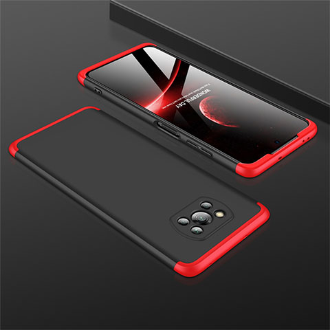 Funda Dura Plastico Rigida Carcasa Mate Frontal y Trasera 360 Grados M01 para Xiaomi Poco X3 Rojo y Negro