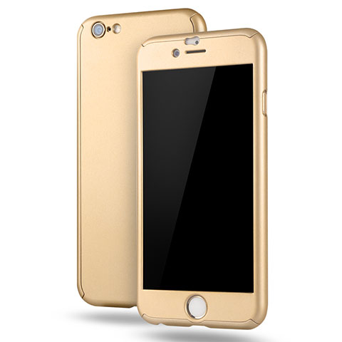 Funda Dura Plastico Rigida Carcasa Mate Frontal y Trasera 360 Grados M02 para Apple iPhone 6S Plus Oro