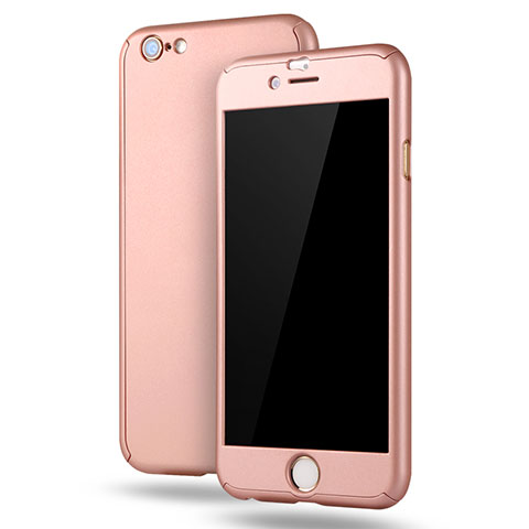 Funda Dura Plastico Rigida Carcasa Mate Frontal y Trasera 360 Grados M02 para Apple iPhone 6S Plus Oro Rosa