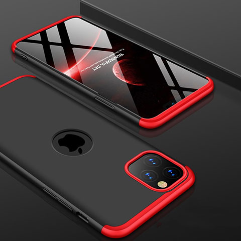 Funda Dura Plastico Rigida Carcasa Mate Frontal y Trasera 360 Grados P01 para Apple iPhone 11 Pro Max Rojo y Negro