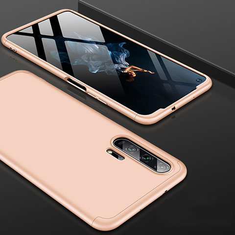 Funda Dura Plastico Rigida Carcasa Mate Frontal y Trasera 360 Grados P01 para Huawei Honor 20 Pro Oro