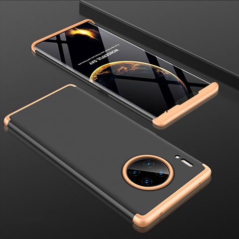 Funda Dura Plastico Rigida Carcasa Mate Frontal y Trasera 360 Grados P01 para Huawei Mate 30 Pro Oro y Negro