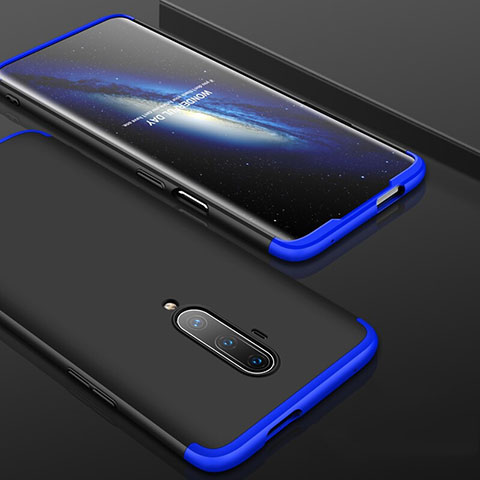 Funda Dura Plastico Rigida Carcasa Mate Frontal y Trasera 360 Grados P01 para OnePlus 7T Pro Azul y Negro