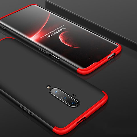 Funda Dura Plastico Rigida Carcasa Mate Frontal y Trasera 360 Grados P01 para OnePlus 7T Pro Rojo y Negro